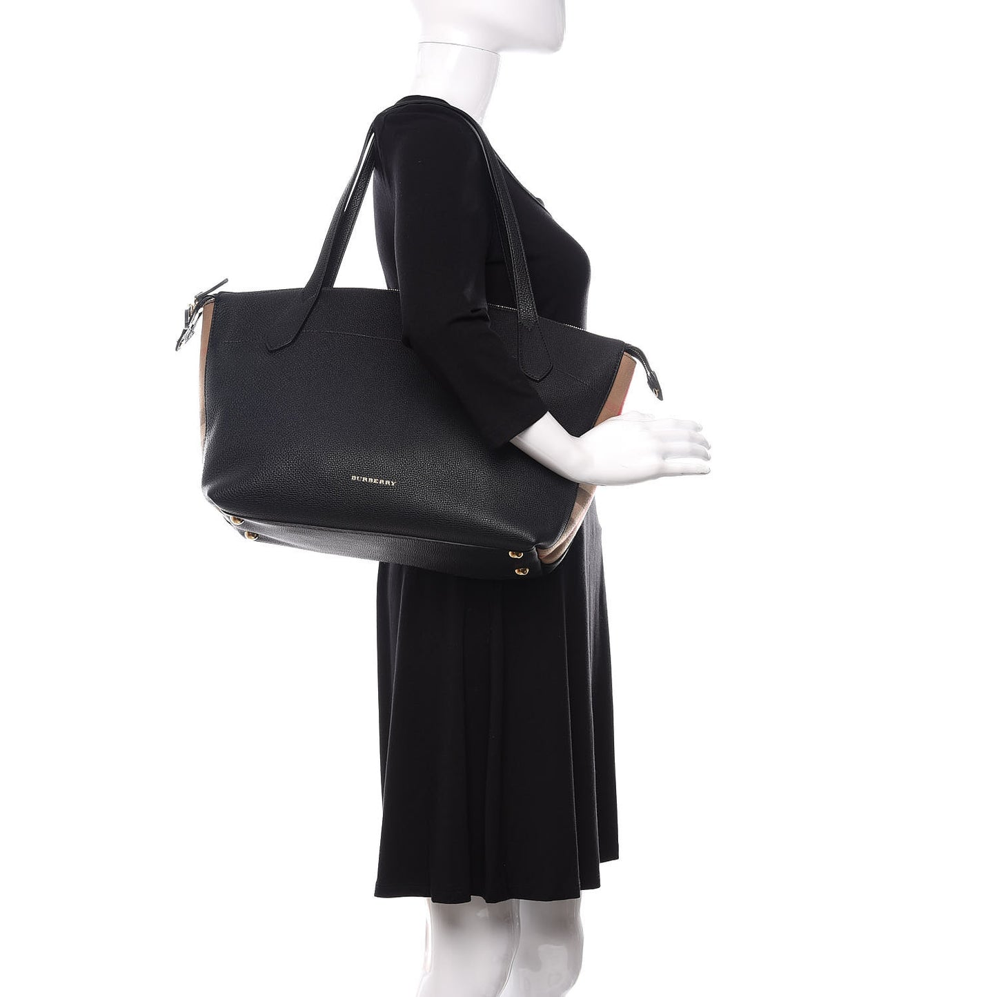 Derby Calfskin House Check Medium Welburn Tote Black