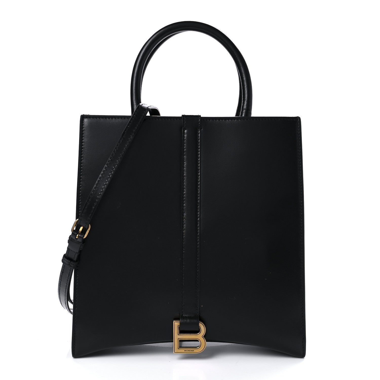 Balenciaga Shiny Box Calfskin Hourglass Tote Black 1 of 8