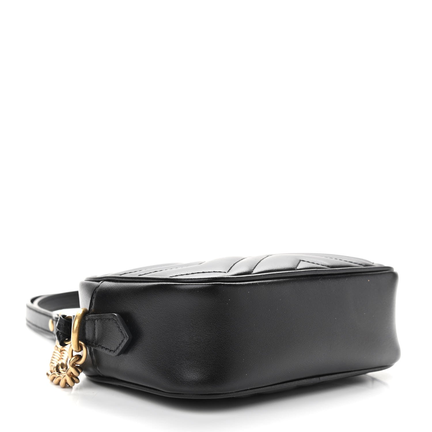 Gucci Calfskin Matelasse Mini GG Marmont Chain Shoulder Bag Black 4 of 10