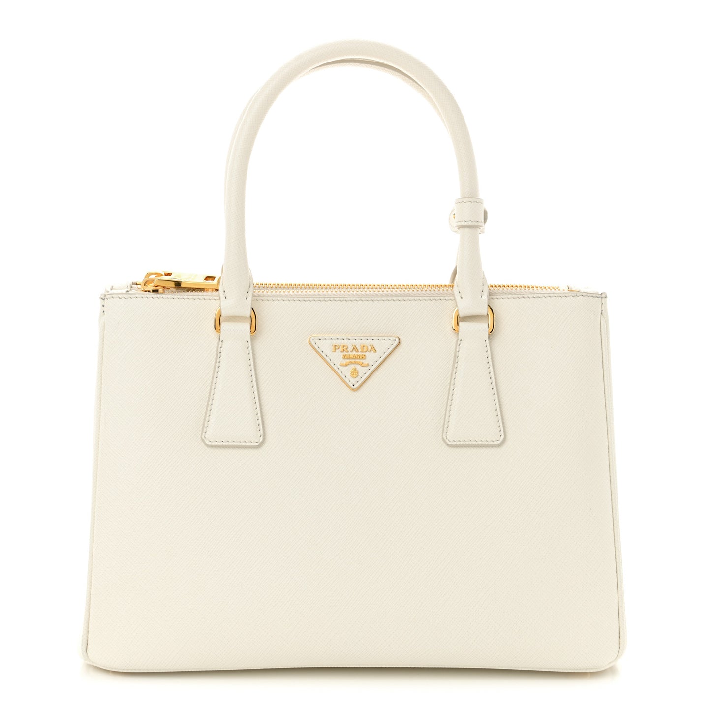 Saffiano Lux Small Galleria Double Zip Tote White