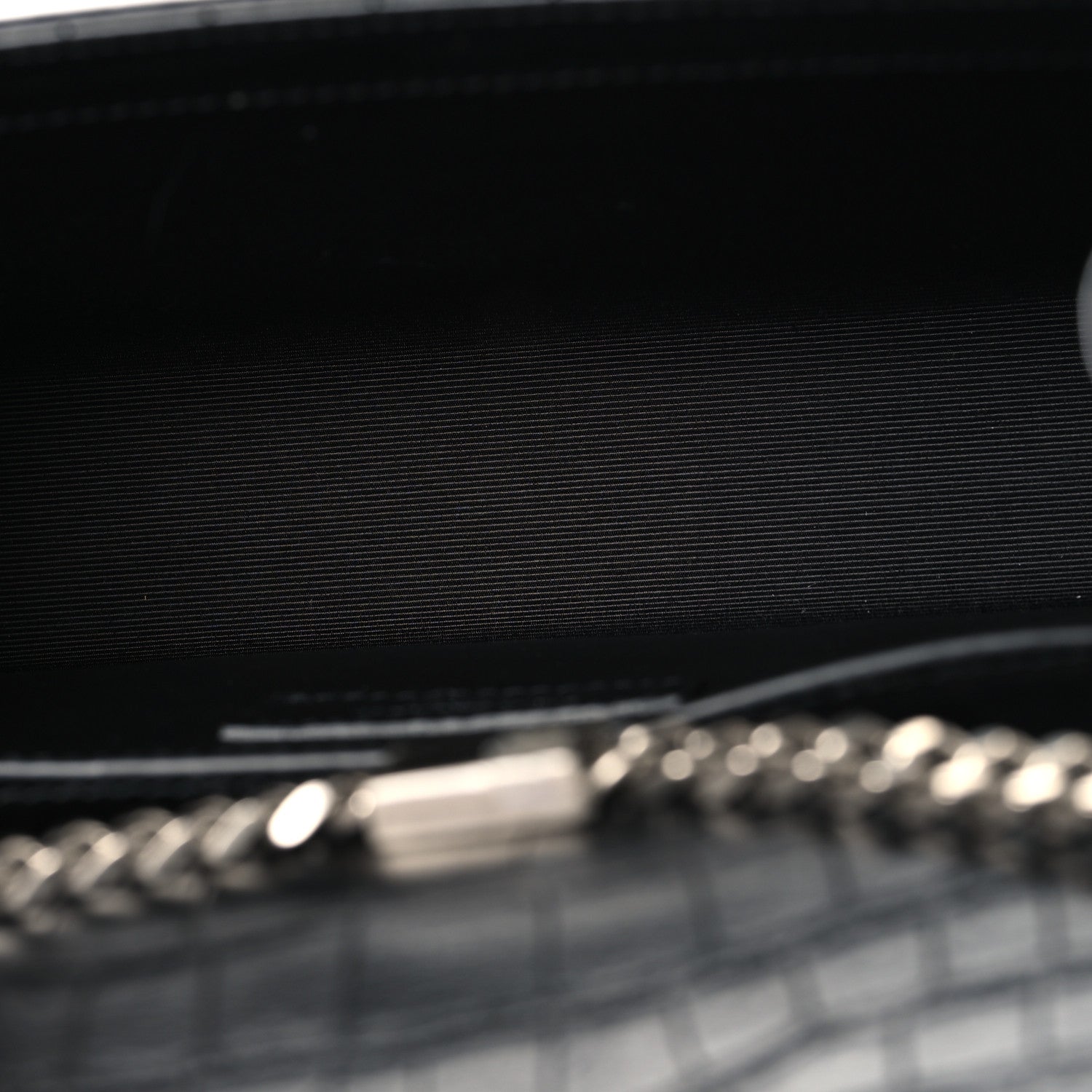 Saint Laurent Calfskin Crocodile Embossed Small Classic Monogram Kate Tassel Satchel Black 5 of 9
