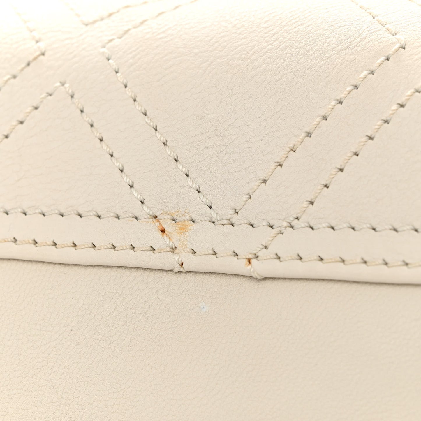 Calfskin Diamond Stitch Accordion Flap White