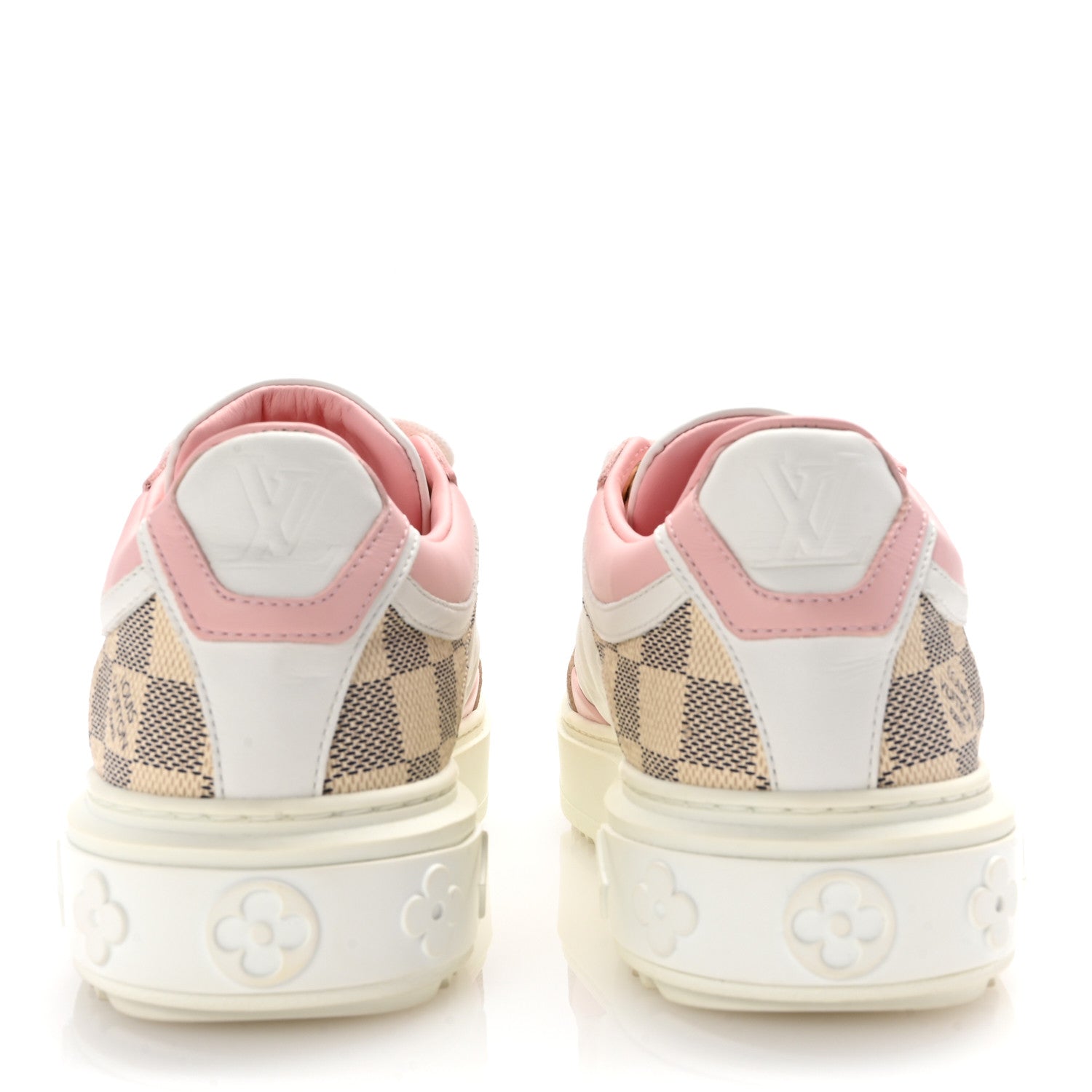 Louis Vuitton Monogram Embossed Calfskin Damier Azur Time Out Sneakers 38 Rose Clair Pink 6 of 11