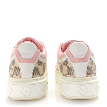 Louis Vuitton Monogram Embossed Calfskin Damier Azur Time Out Sneakers 38 Rose Clair Pink 6 of 11