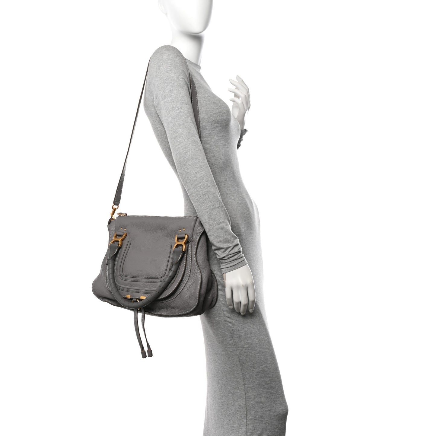 Calfskin Medium Marcie Satchel Cashmere Grey