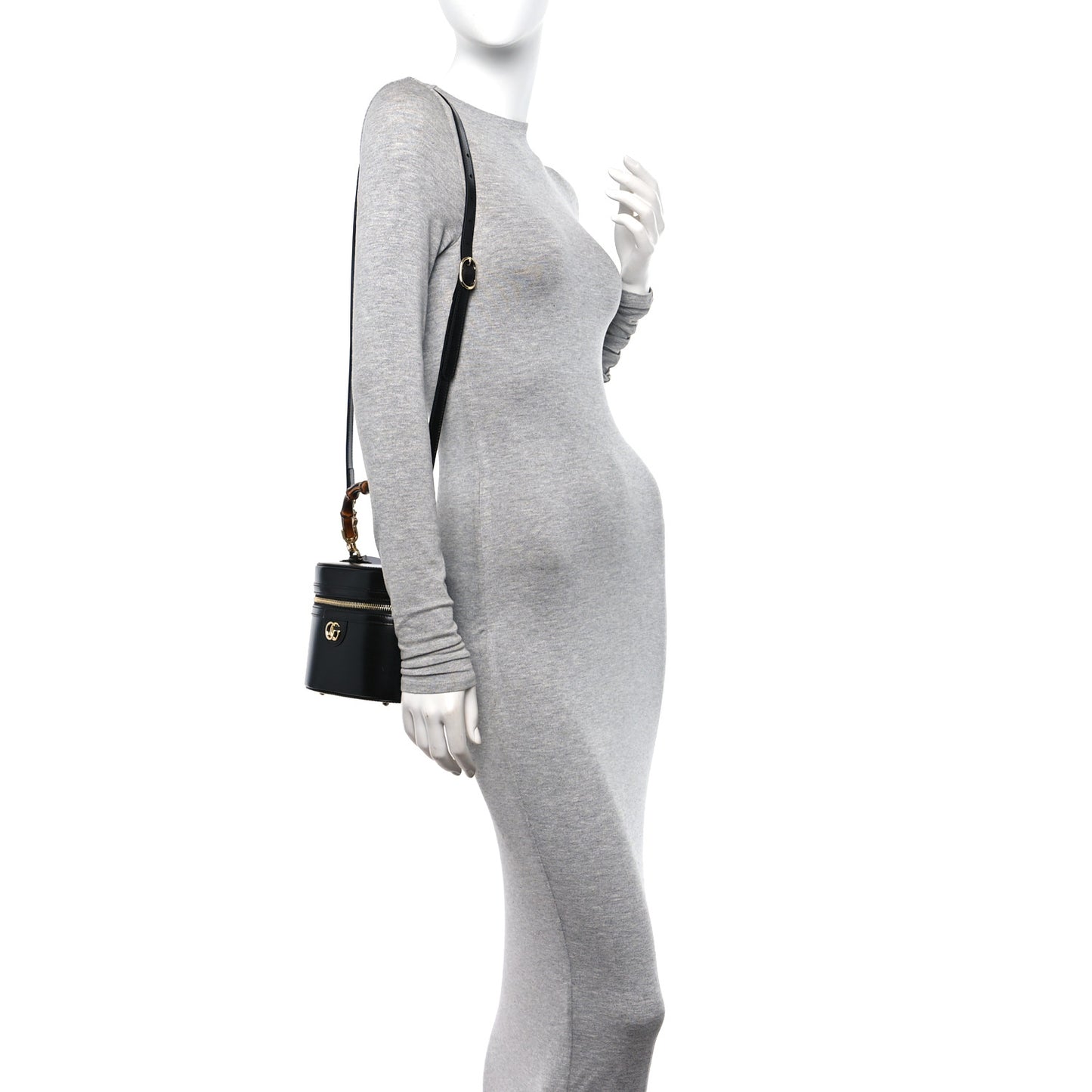Calfskin Mini Bamboo Top Handle Shoulder Bag Black