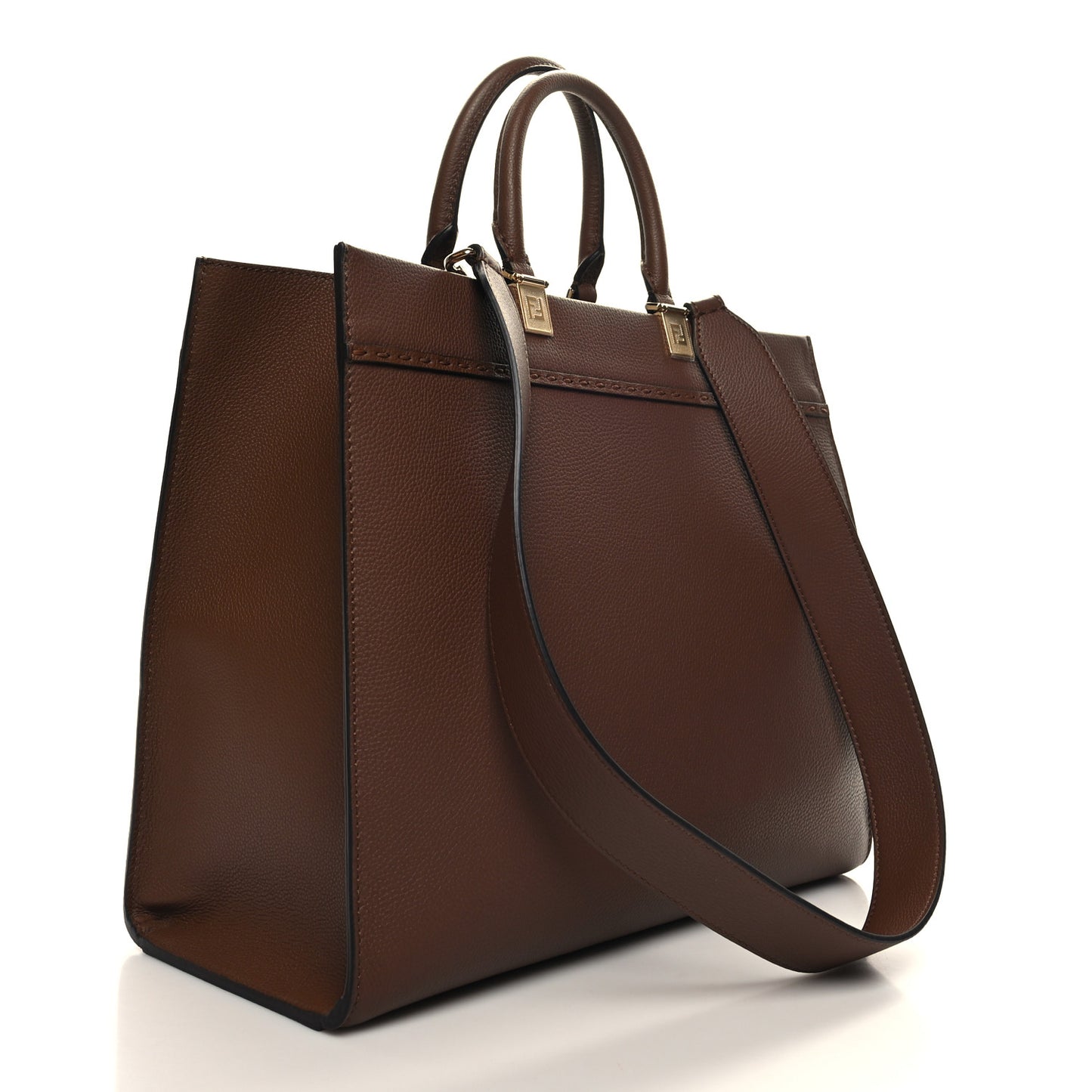 Vitello Cher Logo Debossed Medium Fendi Sunshine Shopper Tote Gianduia
