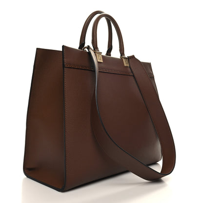 Fendi Vitello Cher Logo Debossed Medium Fendi Sunshine Shopper Tote Gianduia 3 of 12