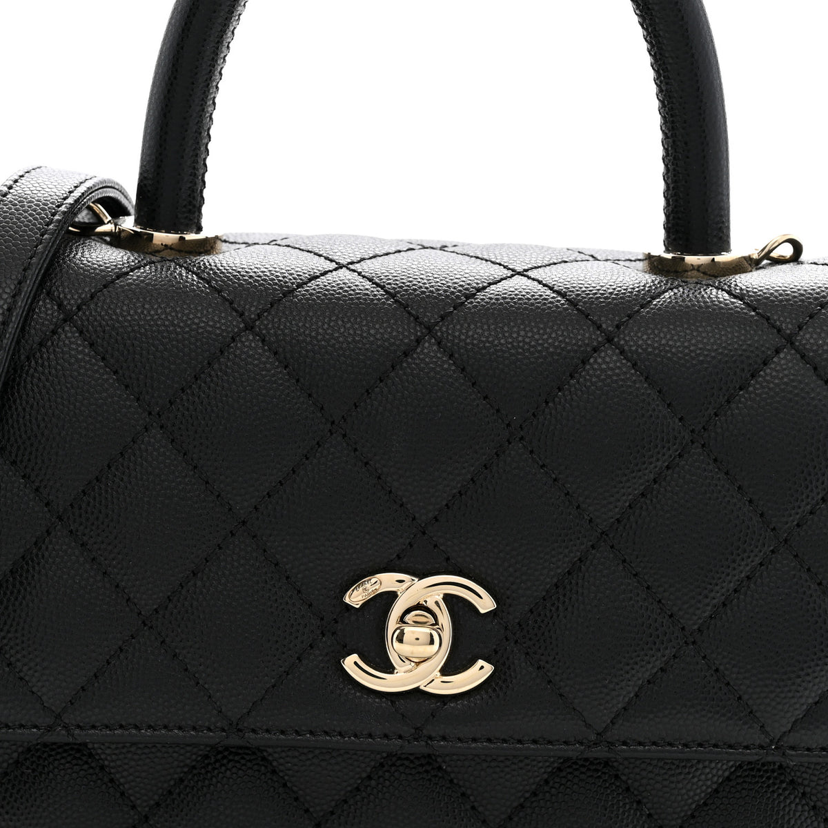 Caviar Quilted Mini Coco Handle Flap Black
