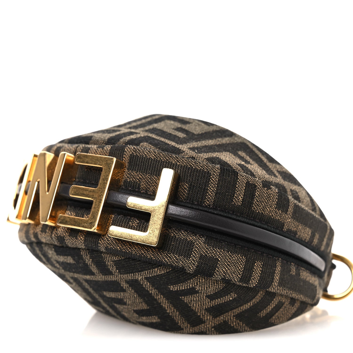 Fendi Fabric Jacquard FF 1974 Nano Fendigraphy Hobo Charm Tobacco Moro 10 of 10