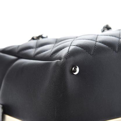 Chanel Calfskin Quilted Large Feather Weight Bowling Bag Black Ivory 9 of 13