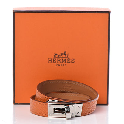 Hermes Epsom Kelly Double Tour Bracelet S Orange 6 of 6