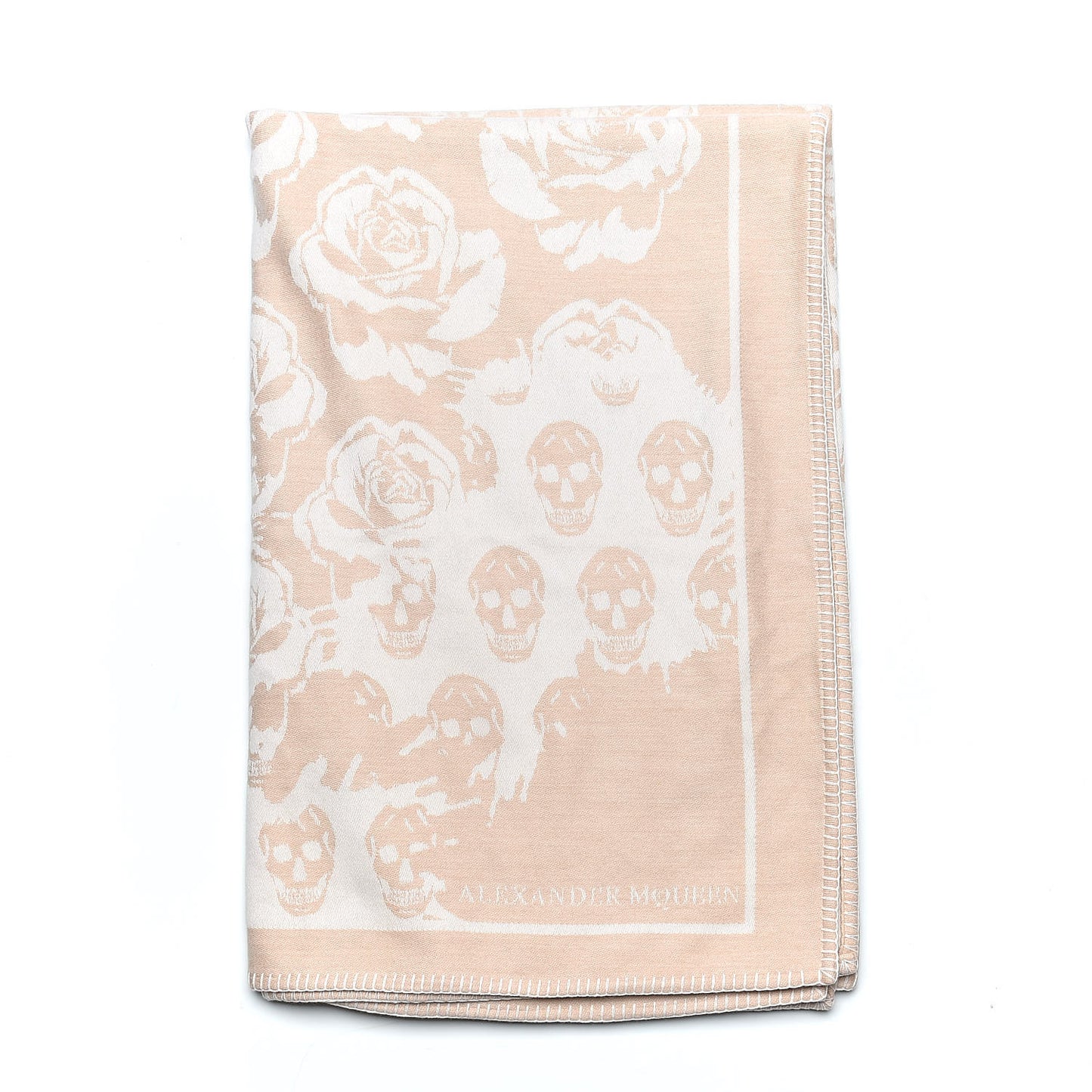 Wool Cashmere Roses Skull Blanket Ivory Havana Beige