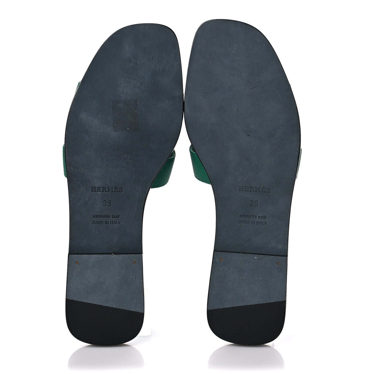 Hermes Epsom Oran Sandals 39 Vert Emeraude 5 of 8