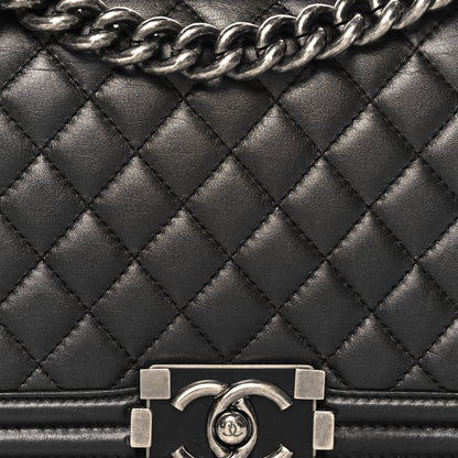 Chanel Metallic Calfskin Quilted Medium Boy Flap Black Black 8 of 12