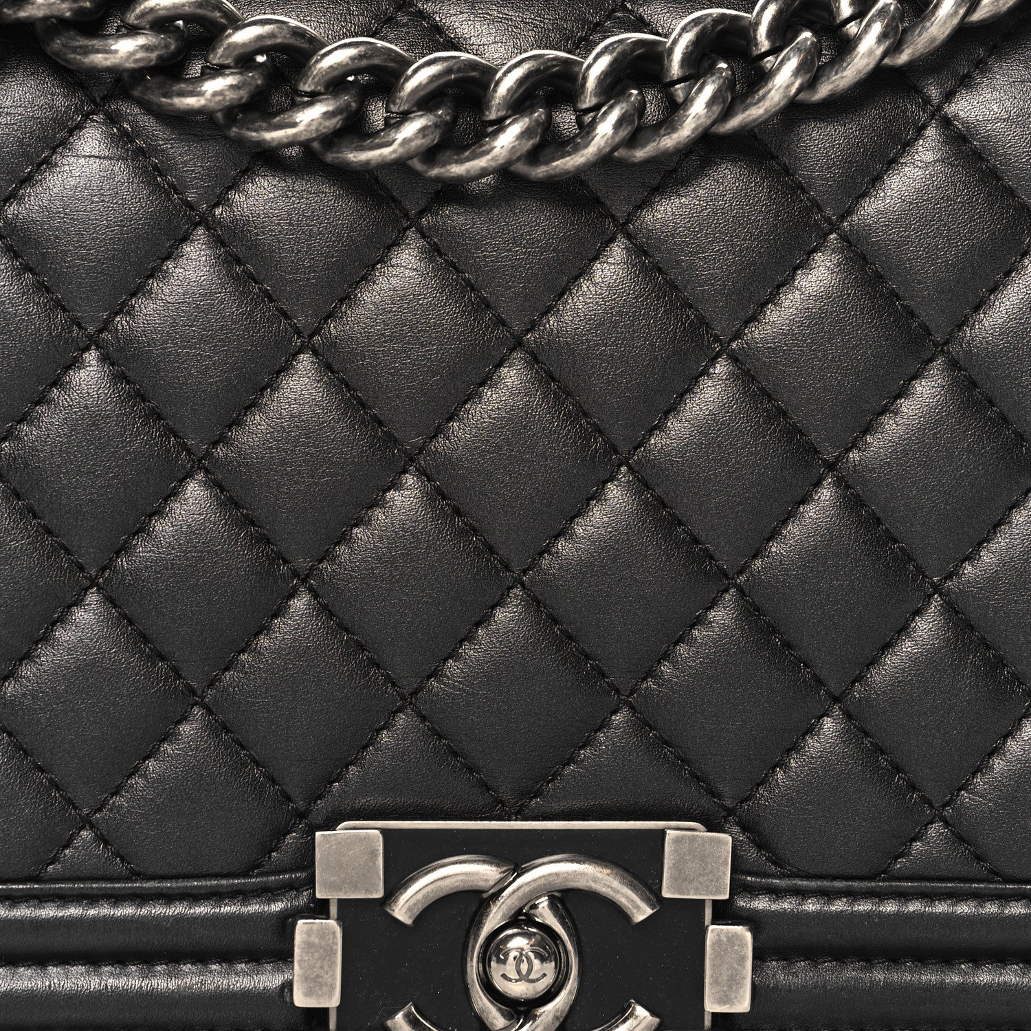 Chanel Metallic Calfskin Quilted Medium Boy Flap Black 8 of 12