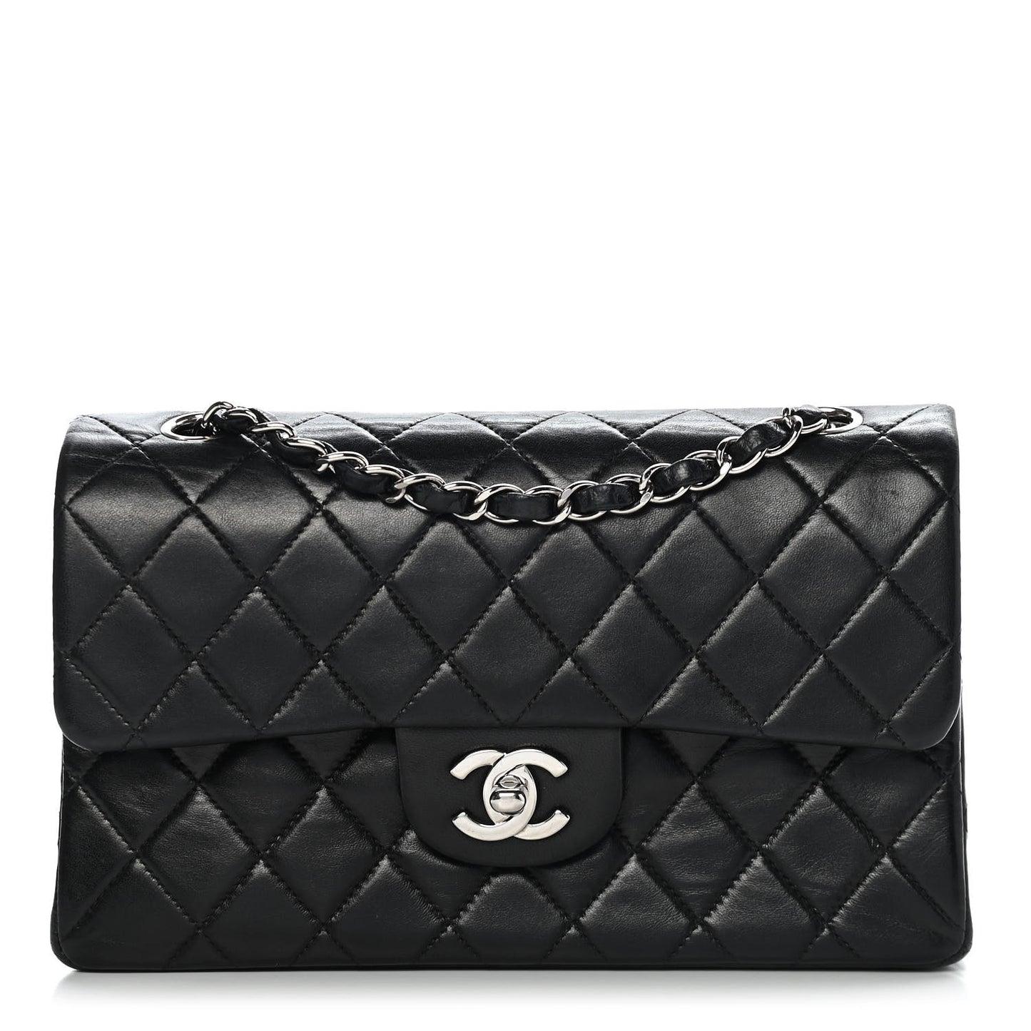 Lambskin Quilted Small Double Flap Black