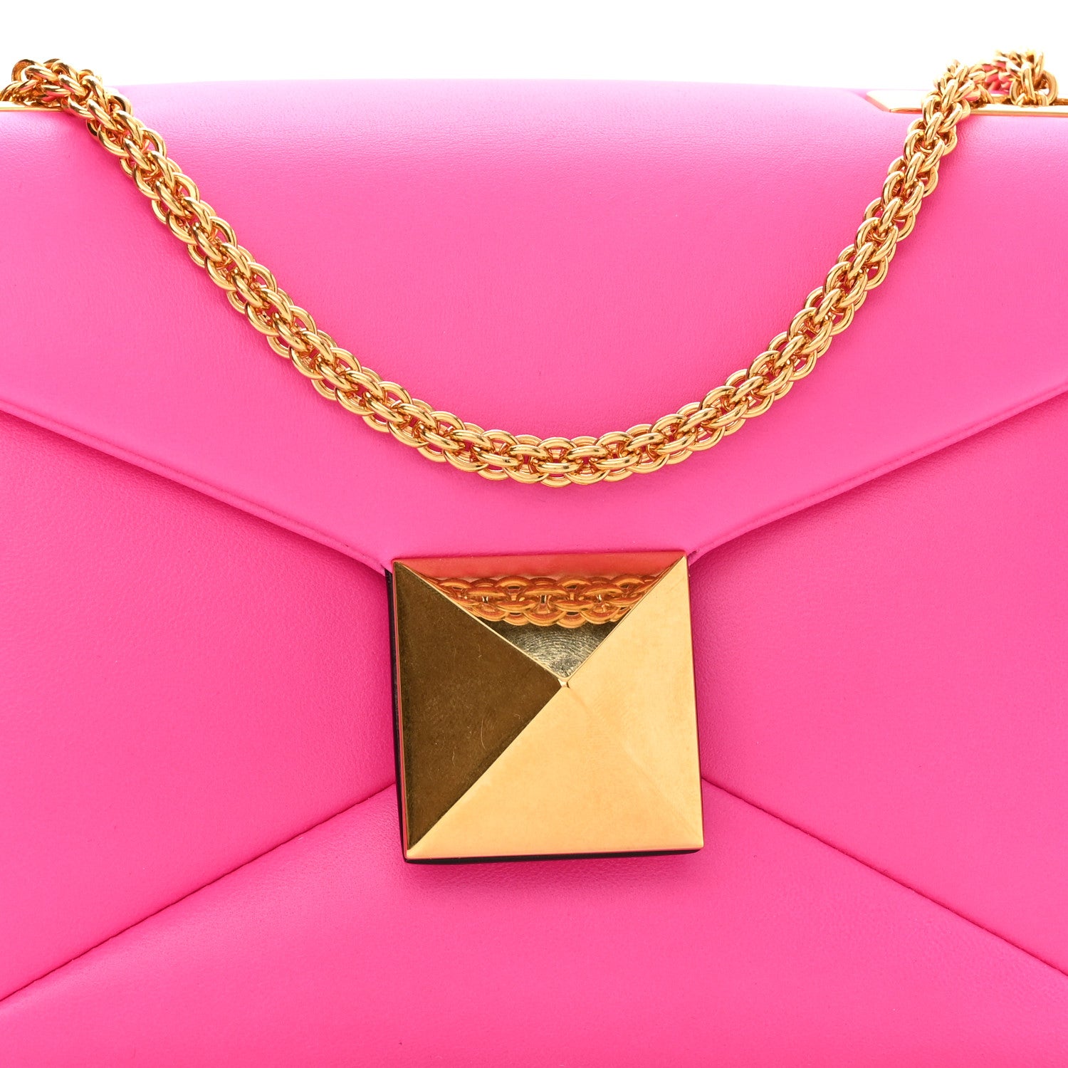 Valentino Garavani Nappa One Stud Chain Clutch Pink PP 8 of 10