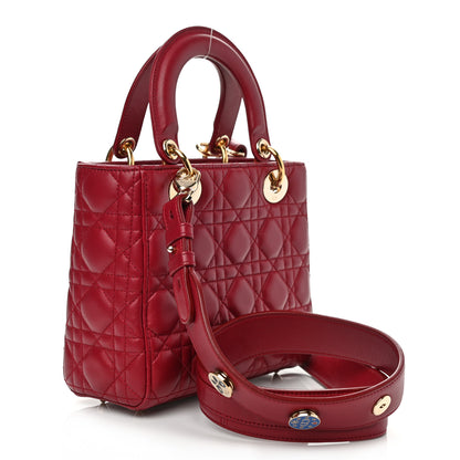Christian Dior Lambskin Cannage Small Lucky Badges My Lady Dior Red 3 of 10