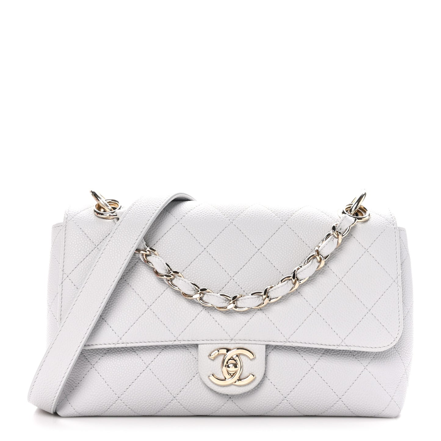 Caviar Quilted City Walk Flap Light Grey