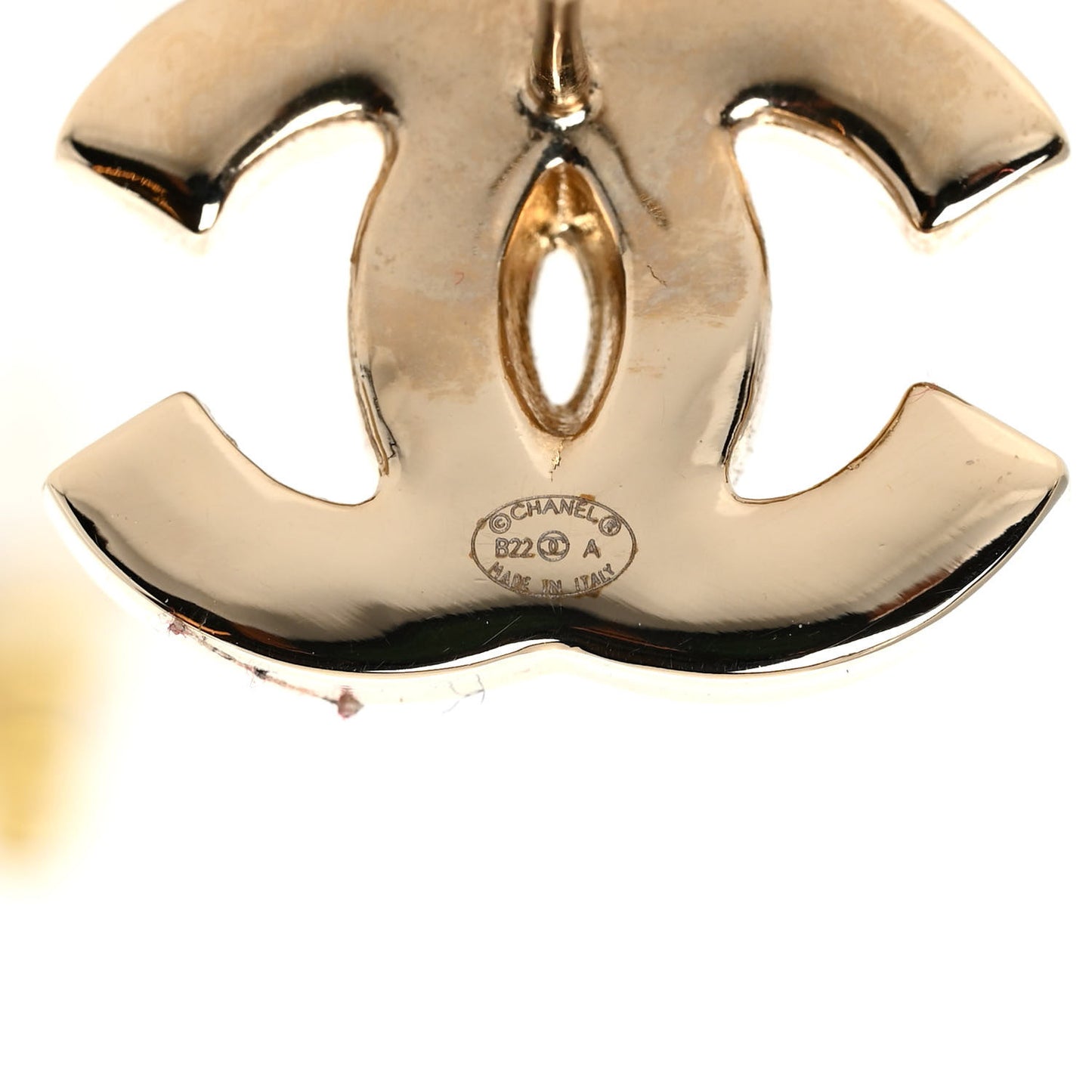 Metal Enamel CC Earrings Black Gold
