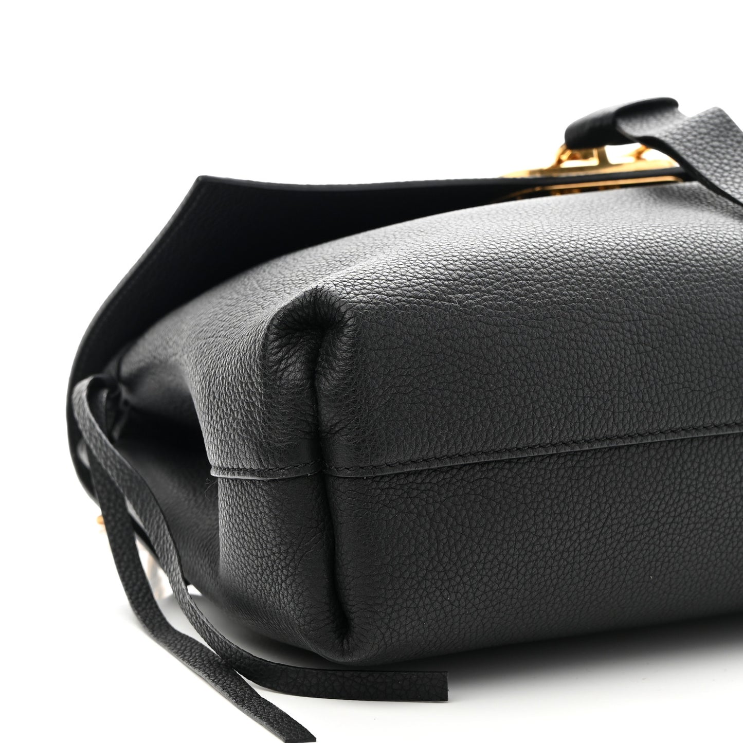 Pebbled Calfskin Large VRing Chain Shoulder Bag Black