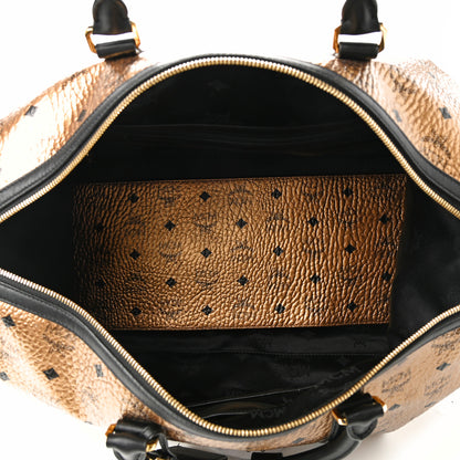 MCM Metallic Visetos Traveler Weekender Duffle Bag Gold 4 of 8