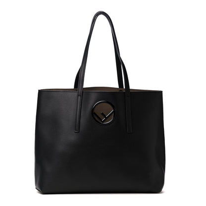 Fendi Vitello Vienna Enamel F is Fendi Shopping Tote Black Taupe 2 of 5