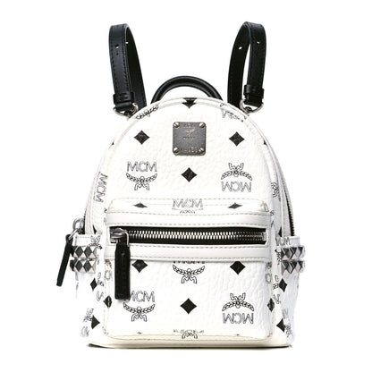 MCM Visetos Studded X-Mini Bebe Boo Backpack White 1 of 4