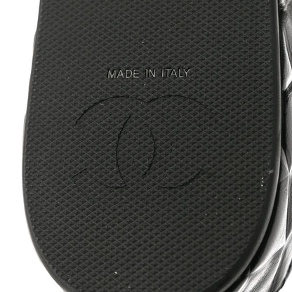 Chanel Shiny Calfskin Logo Platform Sandals 39 Black 8 of 14