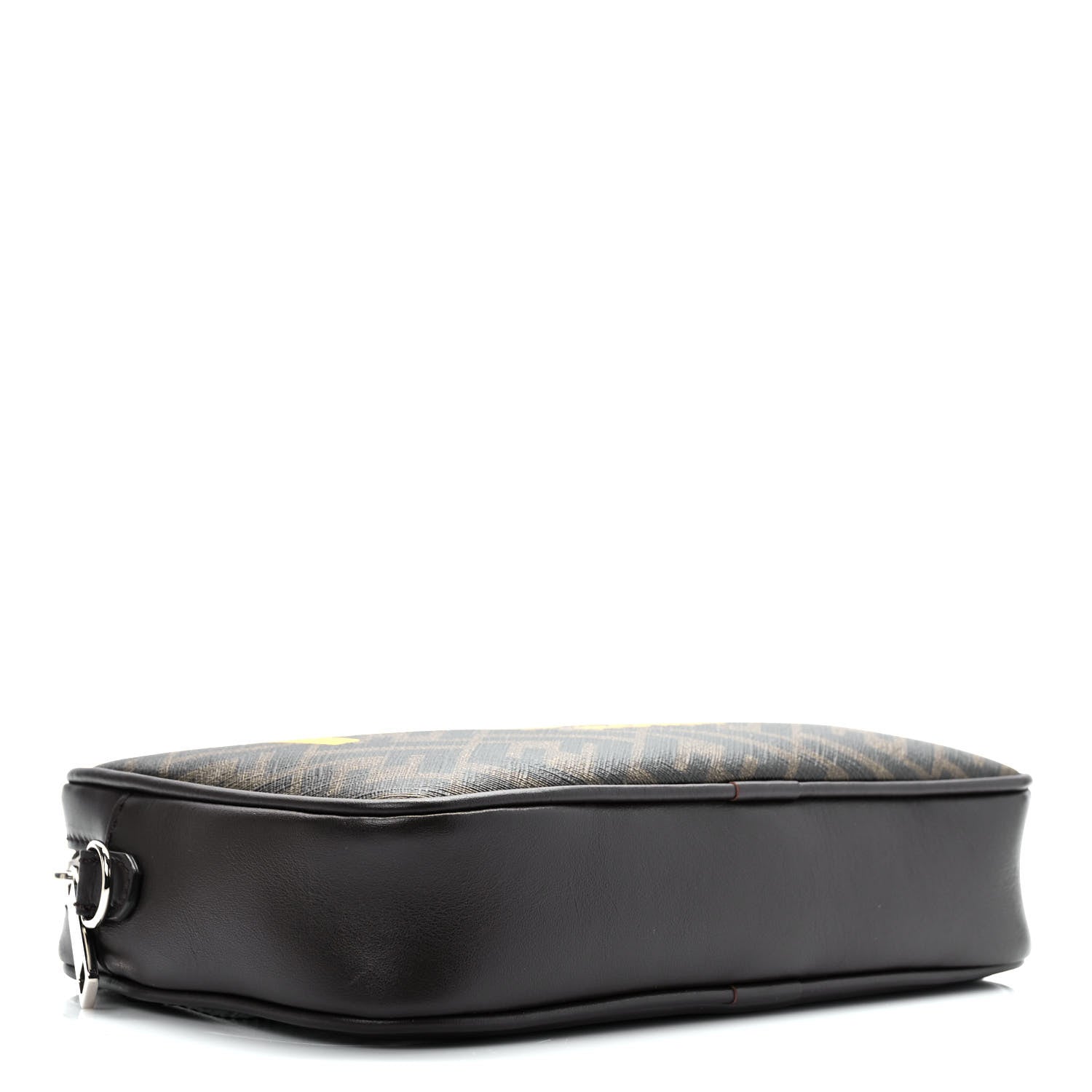 Fendi Shiny Glazed Fabric Vitello Cover FF 1974 Logo Medium Camera Case Tobacco Moro Giallo Ebano 4 of 8
