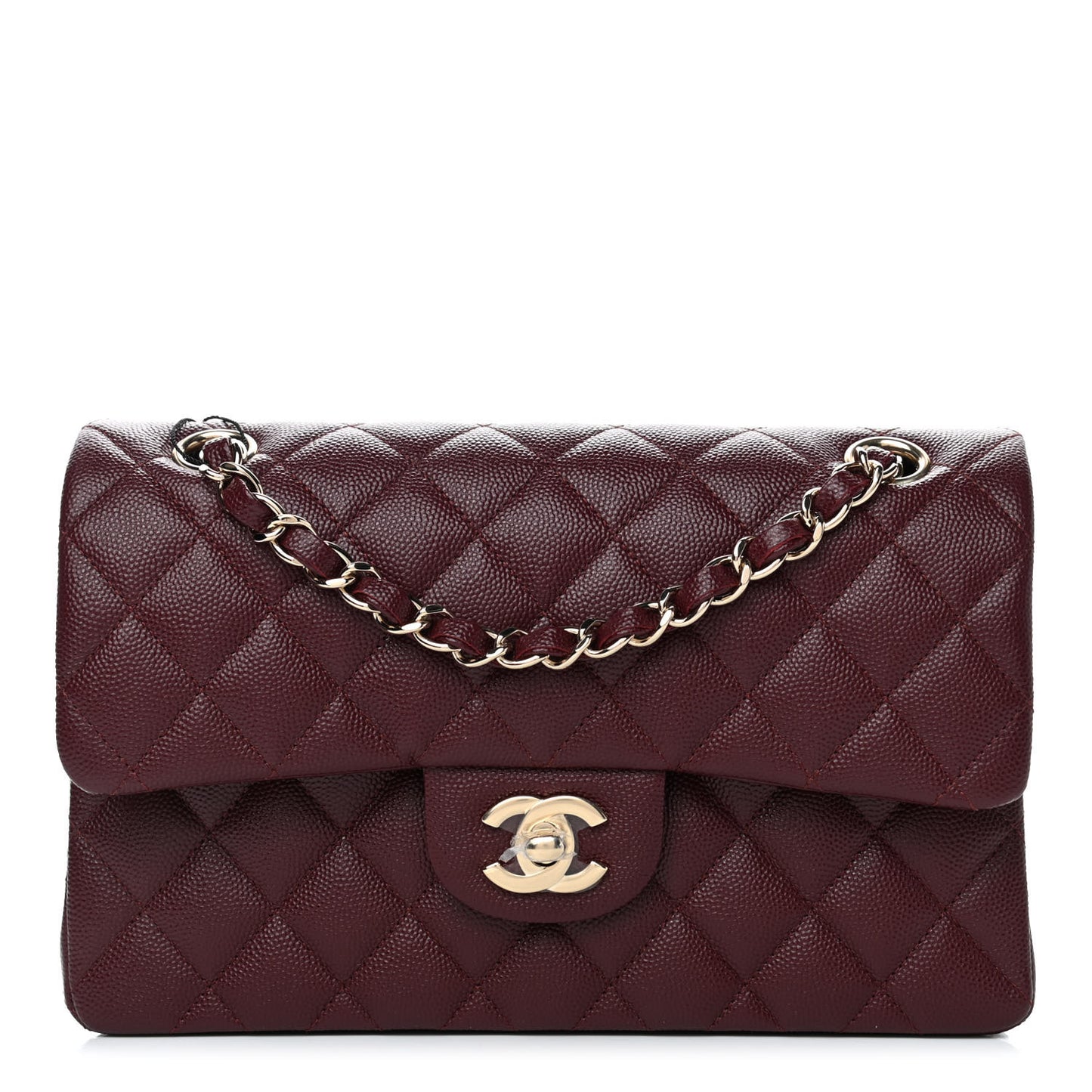 Caviar Quilted Small Double Flap Burgundy