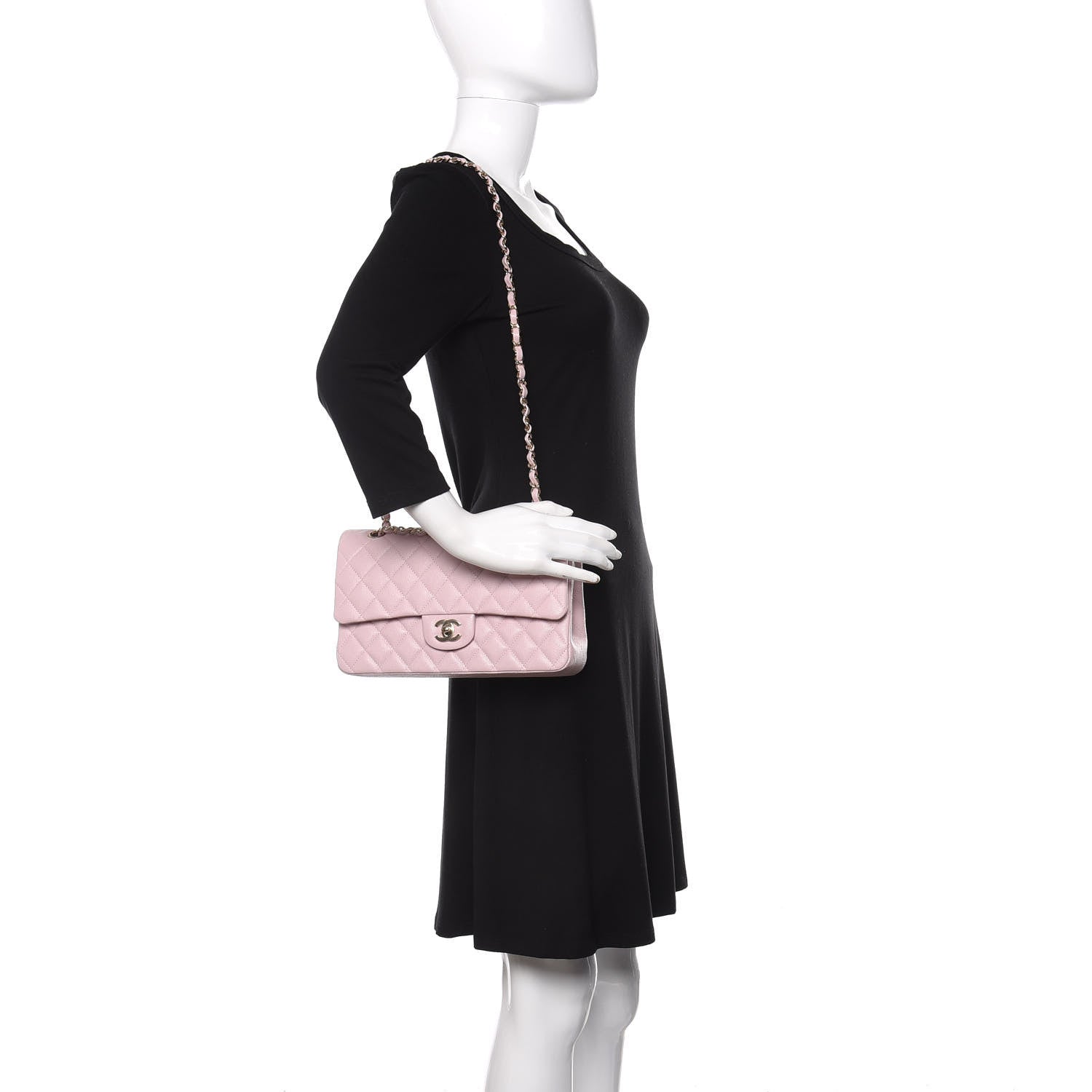 Chanel Caviar Quilted Medium Double Flap Light Pink 2 of 13