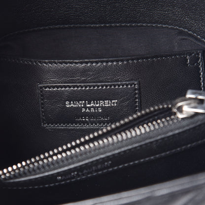 Saint Laurent Sheepskin Matelasse Chevron Monogram Medium College Bag Black 8 of 10