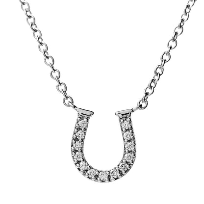 Tiffany 18K White Gold Diamond Mini Metro Horseshoe Pendant Necklace 4 of 7
