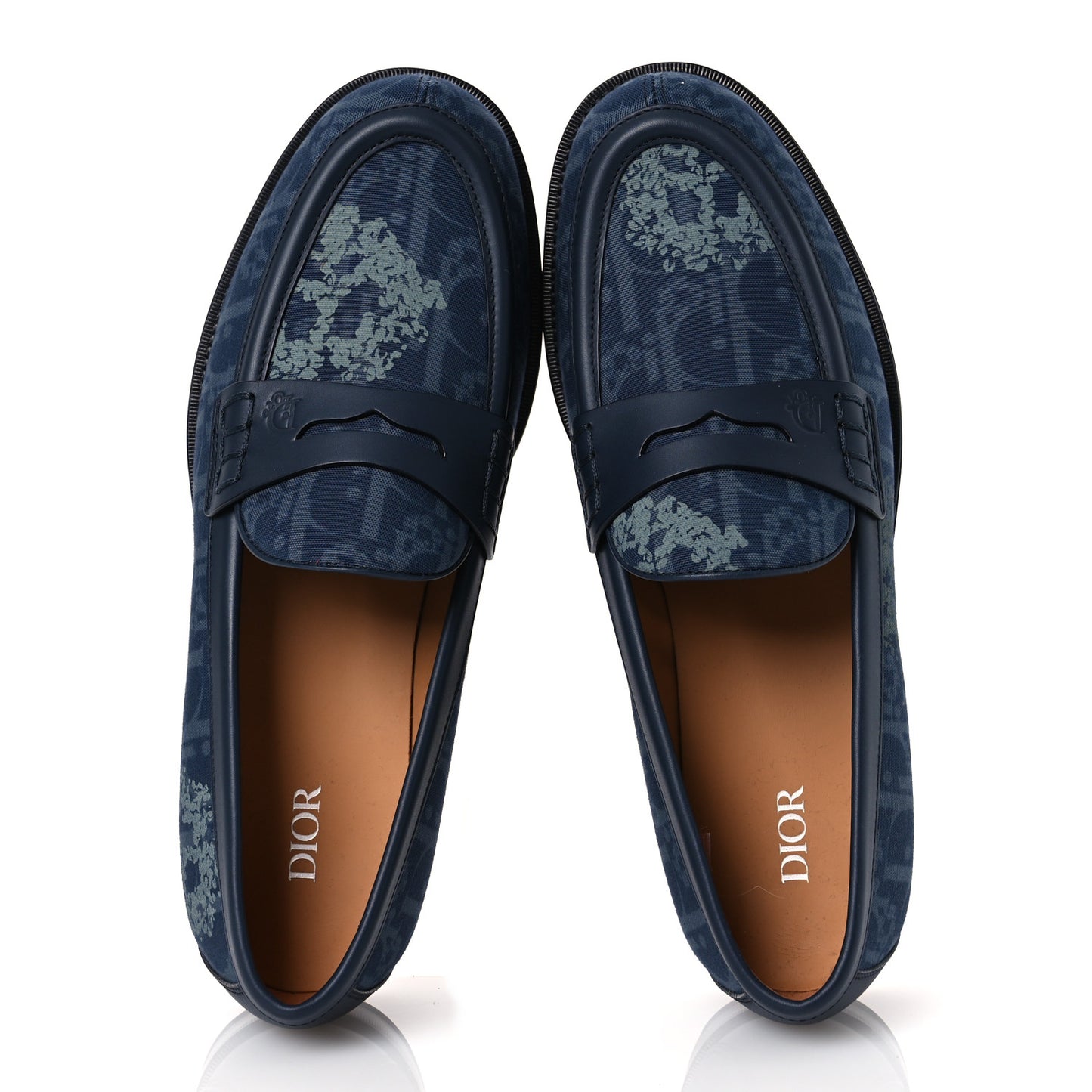 X DENIM TEARS Denim Calfskin Oblique Granville Loafers 43 Blue