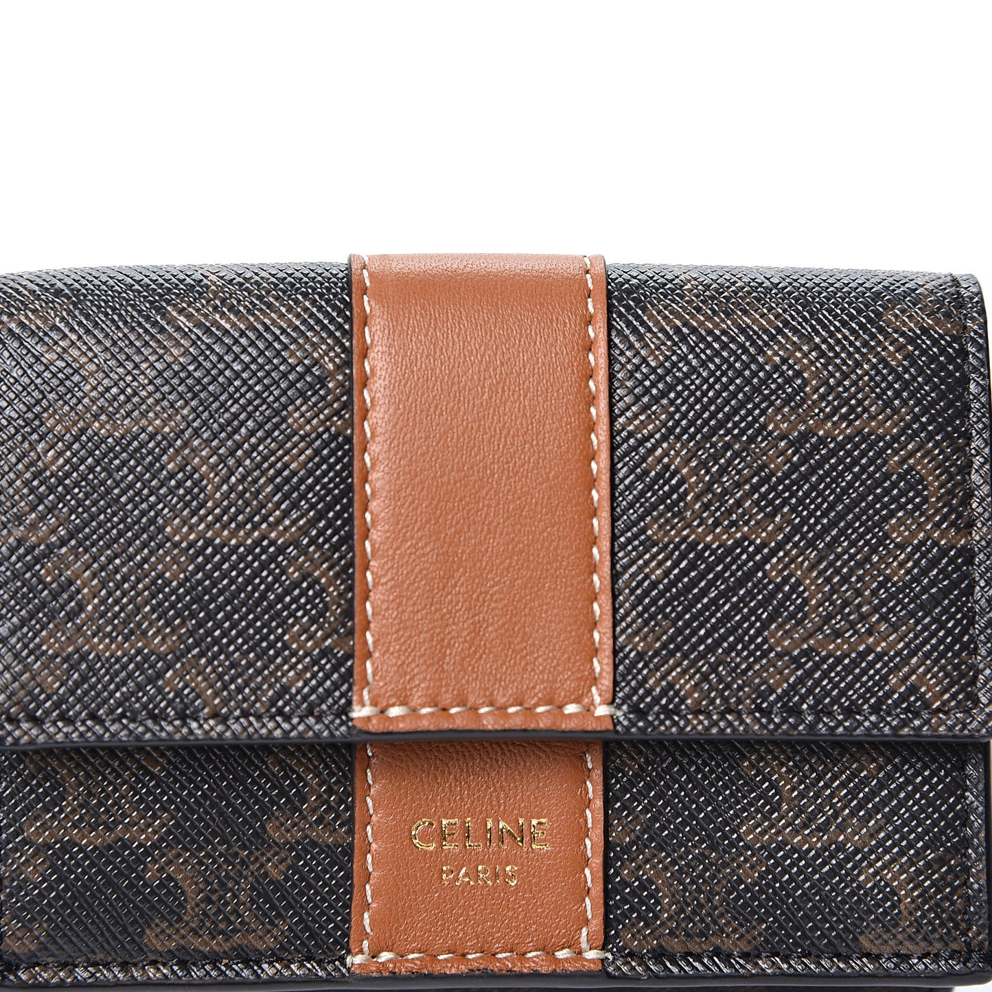 Canvas Triomphe Lambskin Folded Compact Wallet Tan