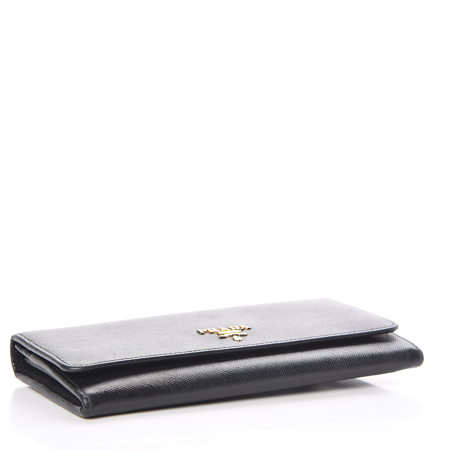 Saffiano Metal Continental Flap Wallet Black