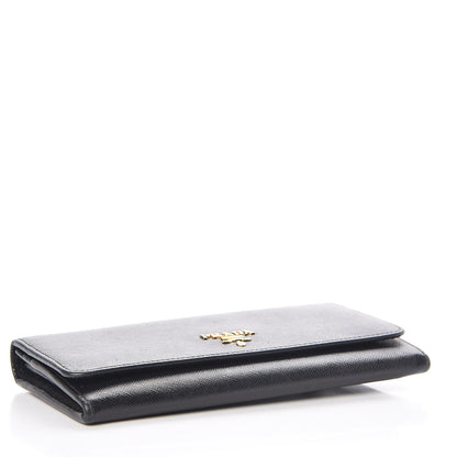 Prada Saffiano Metal Continental Flap Wallet Black 4 of 8