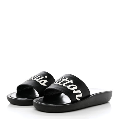 Louis Vuitton Calfskin Logo Sunbath Slide Sandals 38 Black 4 of 8