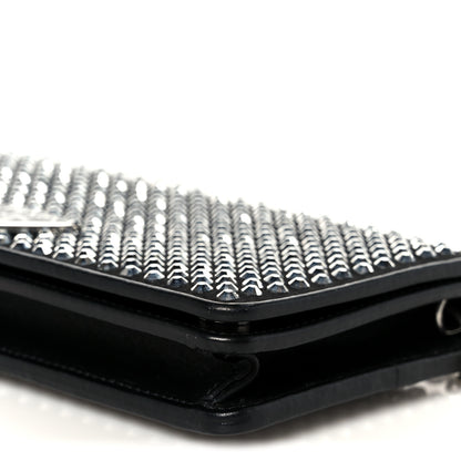 Prada Satin Crystal Metal Triangle Logo Mini Crossbody Bag Cristal 10 of 10