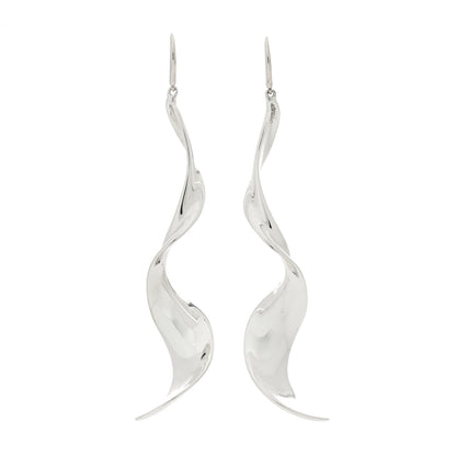 Tiffany Sterling Silver Frank Gehry Orchid Drop Earrings 1 of 4