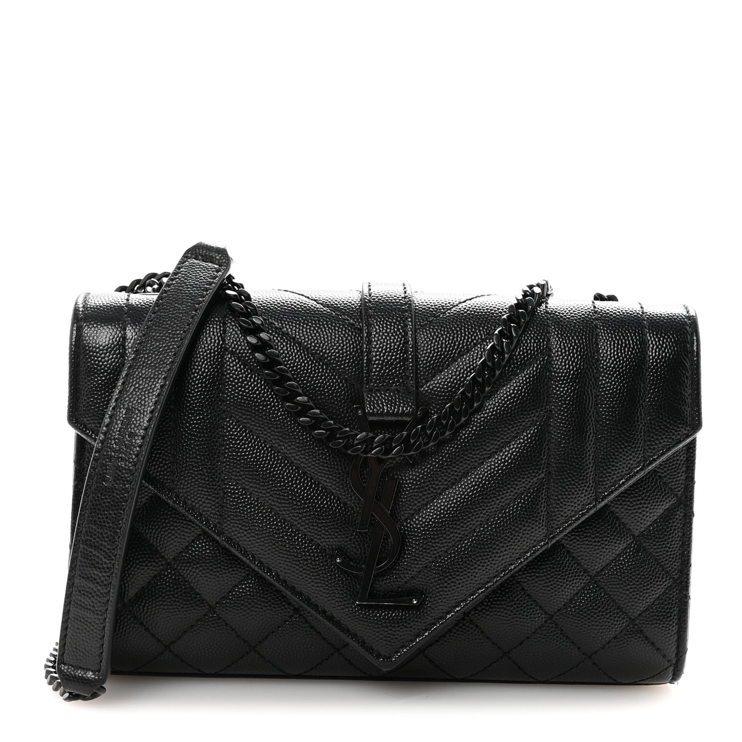 Grain De Poudre Textured Mixed Matelasse Triquilt Small Monogram Monochrome Satchel Black
