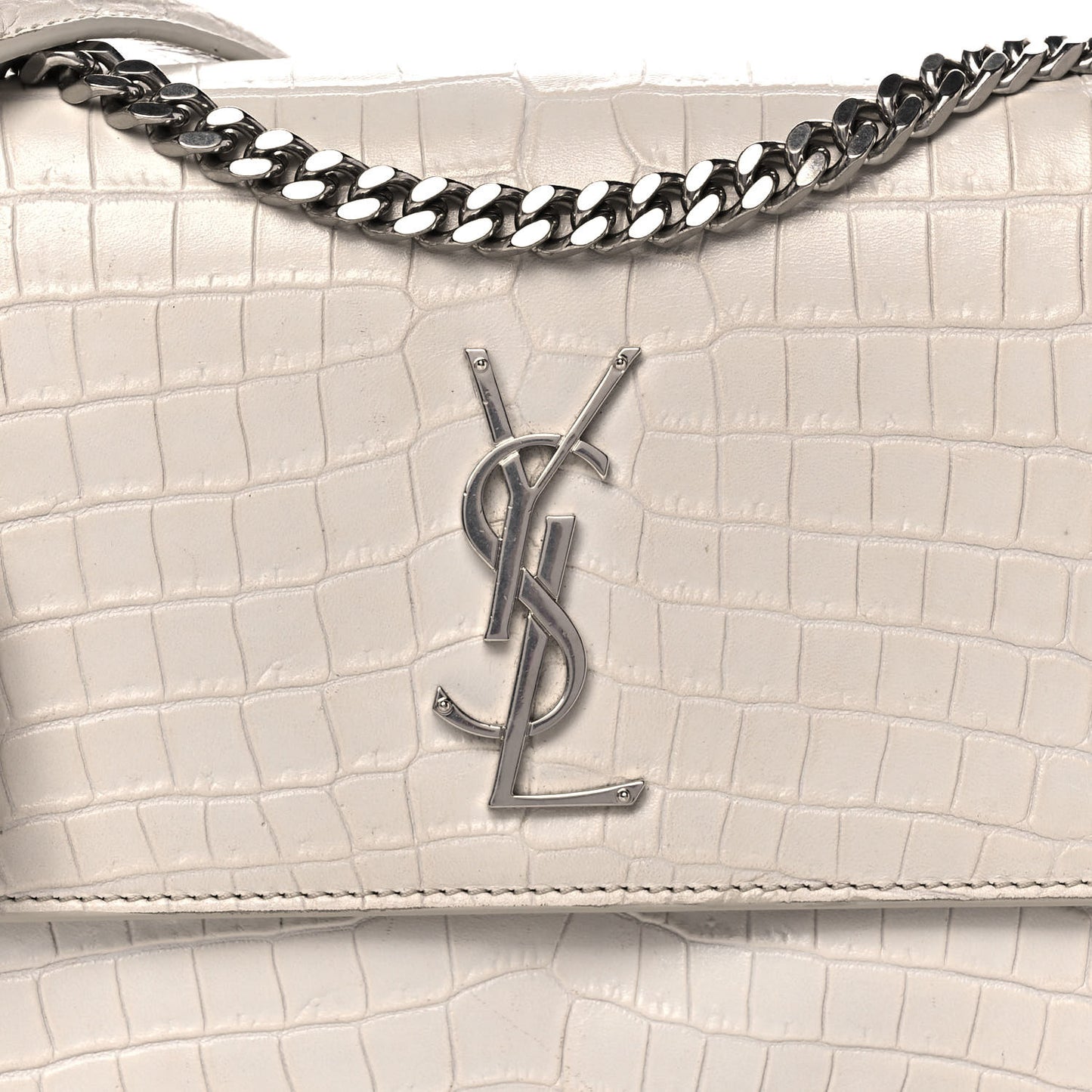 Calfskin Crocodile Embossed Medium Monogram Sunset Blanc Vintage