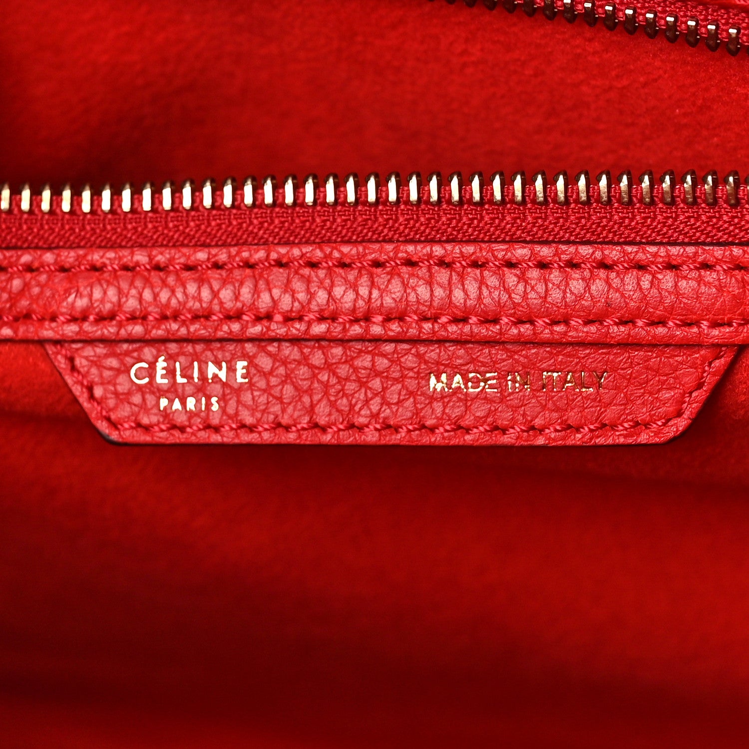 Celine Drummed Calfskin Mini Luggage Coquelicot 6 of 8