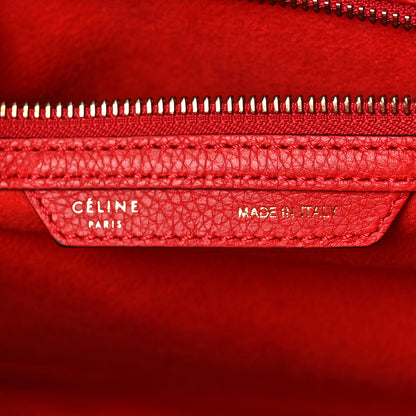 Celine Drummed Calfskin Mini Luggage Coquelicot 6 of 8