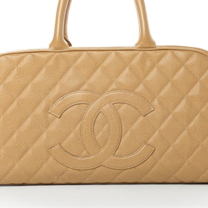 Chanel Caviar Quilted Large Bowler Bag Beige 8 of 20