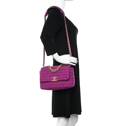 Chanel Tweed Quilted Medium Chanel 19 Flap Magenta 2 of 10