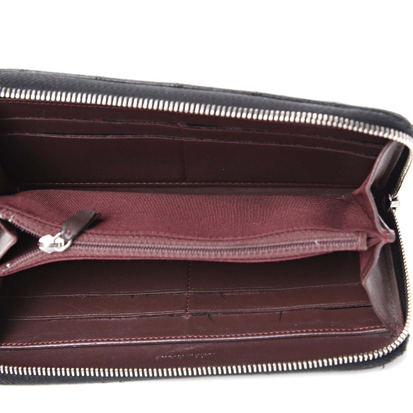 Lambskin Quilted Large Gusset Zip Around Wallet Black
