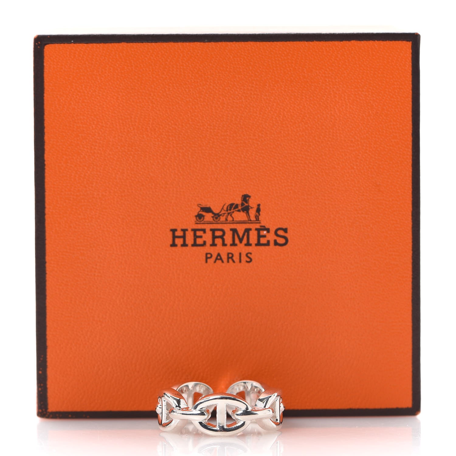 Hermes Sterling Silver PM Chaine d'Ancre Enchainee Band Ring 51 5.75 7 of 7